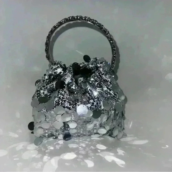 Tassel Sequin Shoulder Bag with Round Handle Underarm Bags Women Girl - Picture 6 of 9